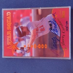 Marty Cordova autographed baseball card in protective cover